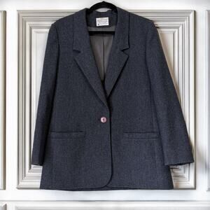 Vintage Miss Pendleton 100% Virgin Wool Gray Blazer USA Womens 12